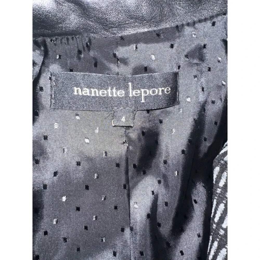 Nanette Lepore Jacket Women's Size 4 Blue Black Geometric Career 1-Button Blazer